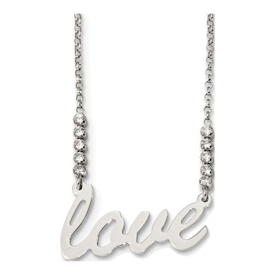 Sterling Silver CZ Love Pendant Necklace