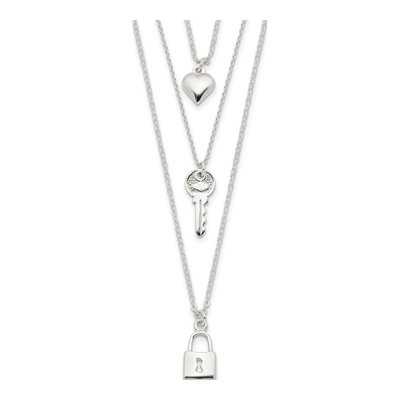 Sterling Silver Lock Pendant Necklace
