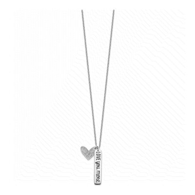 Sterling Silver Love You More Heart Pendant Necklace – view 3