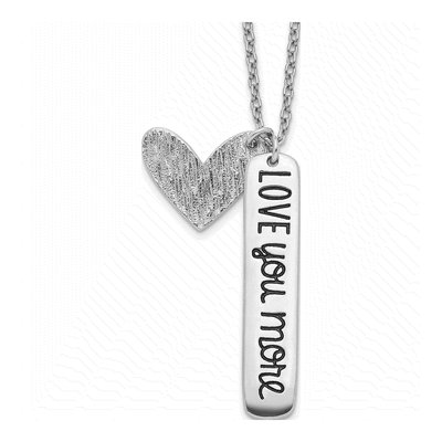 Sterling Silver Love You More Heart Pendant Necklace
