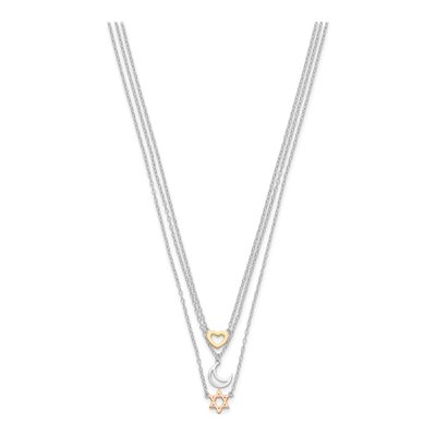 Sterling Silver Sun Moon Star Pendant Necklace – view 3
