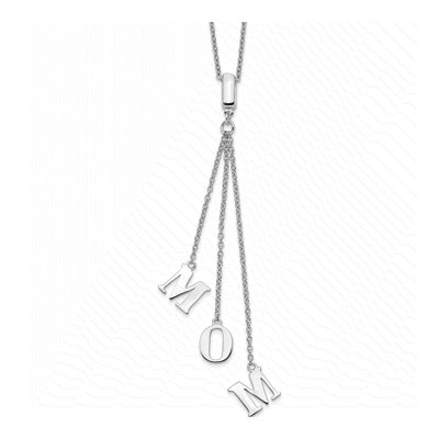 Sterling Silver CZ 'mom' Y-Necklace Pendant Necklace
