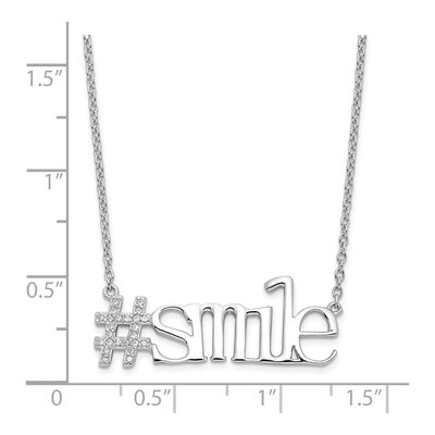 Sterling Silver CZ Hashtag Smile Pendant Necklace – view 4