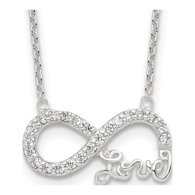 Sterling Silver CZ Infinity LOVE Pendant Necklace