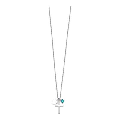 Sterling Silver Opal Cross Pendant Necklace – view 3