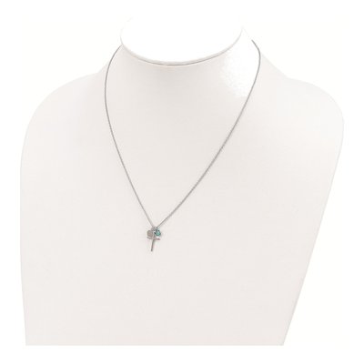 Sterling Silver Opal Cross Pendant Necklace – view 4