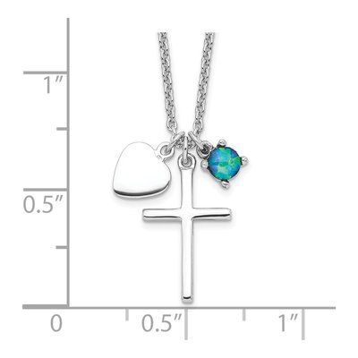 Sterling Silver Opal Cross Pendant Necklace – view 5