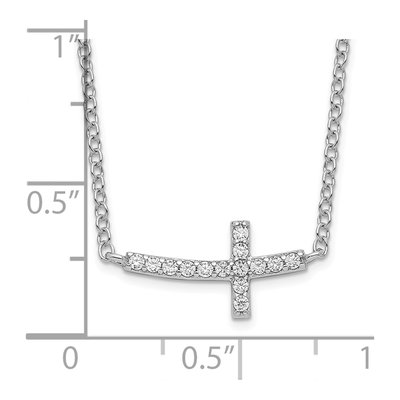 Sterling Silver CZ Sideways Cross Pendant Necklace – view 5