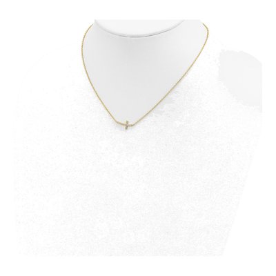 Gold-Plated Sterling Silver CZ Sideways Cross Pendant Necklace – view 4