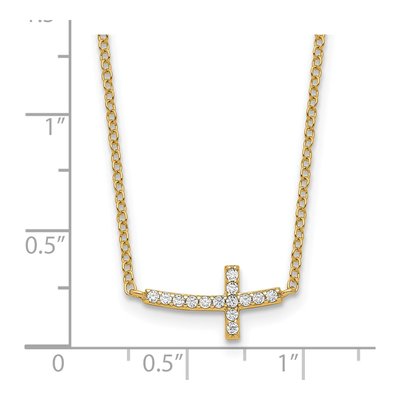 Gold-Plated Sterling Silver CZ Sideways Cross Pendant Necklace – view 5