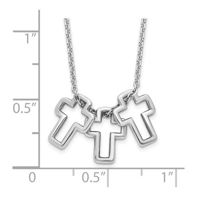Sterling Silver 3-Cross Pendant Necklace – view 5