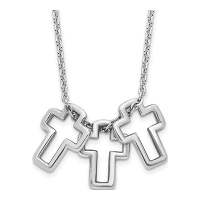 Sterling Silver 3-Cross Pendant Necklace