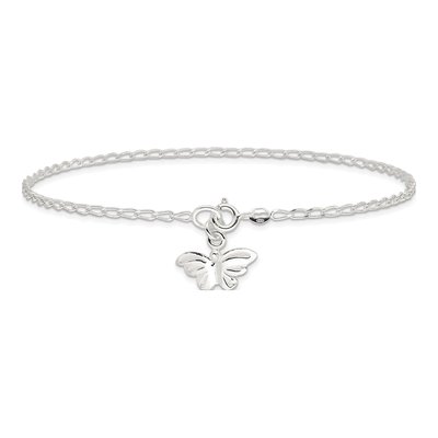 Sterling Silver Butterfly Anklet – view 4