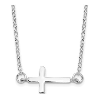Sterling Silver Sideways Cross Pendant Necklace