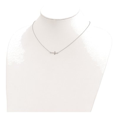 Sterling Silver Sideways Cross Pendant Necklace – view 4