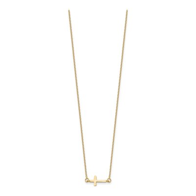 Gold-Plated Sterling Silver Sideways Cross Pendant Necklace – view 3