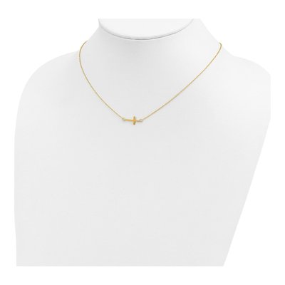 Gold-Plated Sterling Silver Sideways Cross Pendant Necklace – view 4
