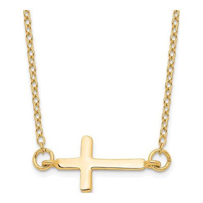 Gold-Plated Sterling Silver Sideways Cross Pendant Necklace