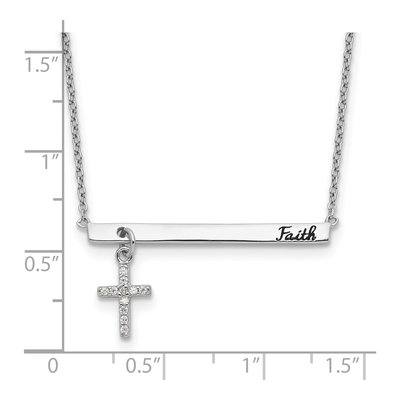 Sterling Silver CZ Cross Faith Bar Pendant Necklace – view 5