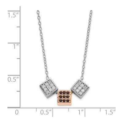 Sterling Silver Onyx & CZ Cube Pendant Necklace – view 4
