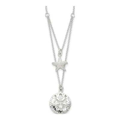 Sterling Silver Starfish Sand Dollar Pendant Necklace