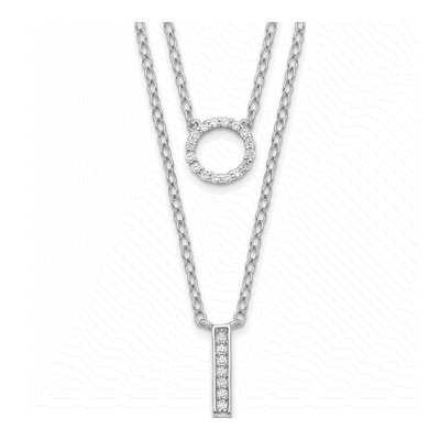 Sterling Silver CZ 2-Strand Necklace