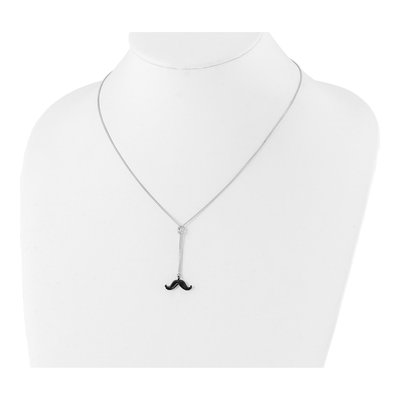 Sterling Silver Ruthenium-Plated Mustache Drop Pendant Necklace – view 3