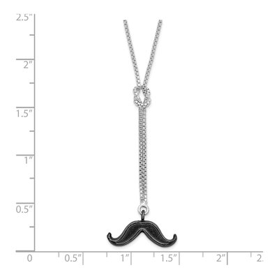 Sterling Silver Ruthenium-Plated Mustache Drop Pendant Necklace – view 4