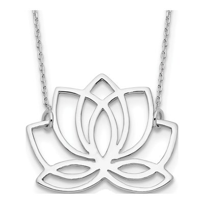 Sterling Silver Lotus Flower Pendant Necklace