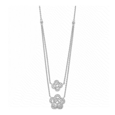 Sterling Silver CZ Floral Multi-Strand Pendant Necklace – view 2