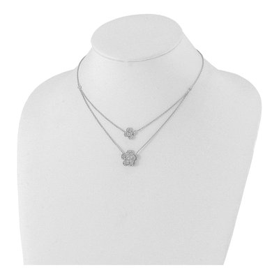 Sterling Silver CZ Floral Multi-Strand Pendant Necklace – view 3