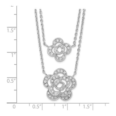 Sterling Silver CZ Floral Multi-Strand Pendant Necklace – view 4