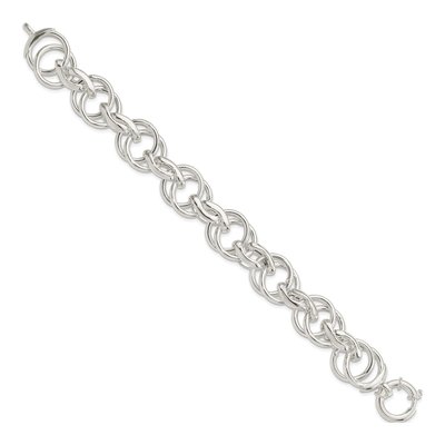 Sterling Silver 16.5mm Handmade Hollow Fancy Link Chain Bracelet – view 3