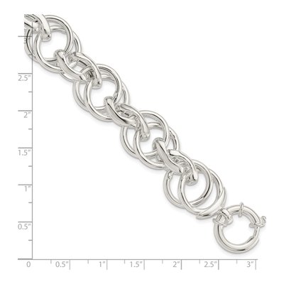 Sterling Silver 16.5mm Handmade Hollow Fancy Link Chain Bracelet – view 4