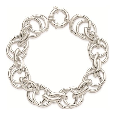 Sterling Silver 16.5mm Handmade Hollow Fancy Link Chain Bracelet – view 5
