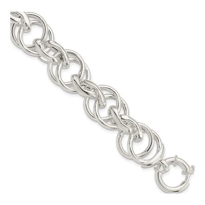 Sterling Silver 16.5mm Handmade Hollow Fancy Link Chain Bracelet