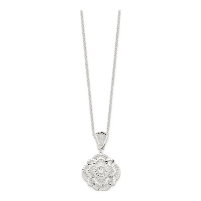 Sterling Silver Diamond-Cut Fancy Pendant Necklace – view 3