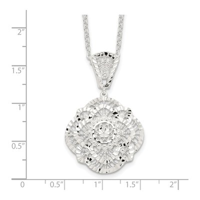Sterling Silver Diamond-Cut Fancy Pendant Necklace – view 4