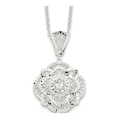 Sterling Silver Diamond-Cut Fancy Pendant Necklace