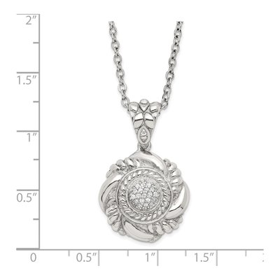 Sterling Silver CZ Fancy Twisted Circle Pendant Necklace – view 4