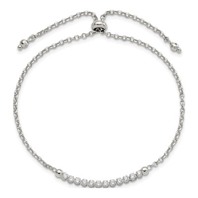 Sterling Silver CZ Adjustable Bracelet – view 4