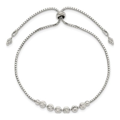 Sterling Silver Diamond-Cut Beaded Bracelet – view 3