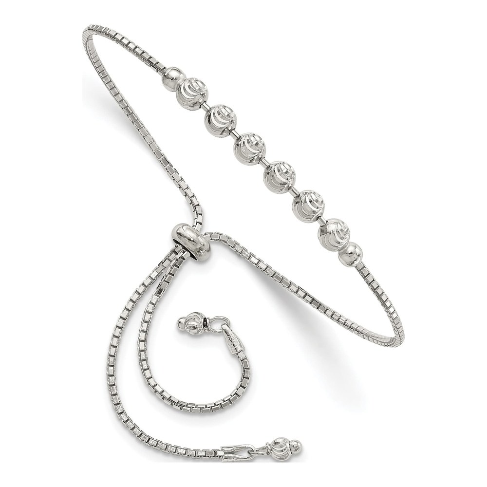 Sterling Silver Diamond-Cut Beaded Bracelet