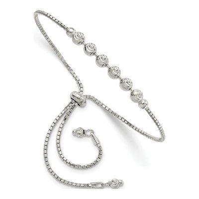 Sterling Silver Diamond-Cut Beaded Bracelet