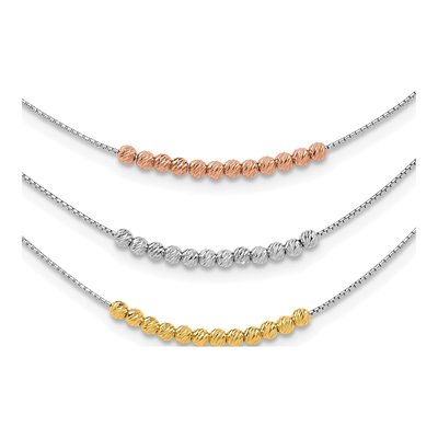 Sterling Silver 3-Strand Diamond-Cut Necklace