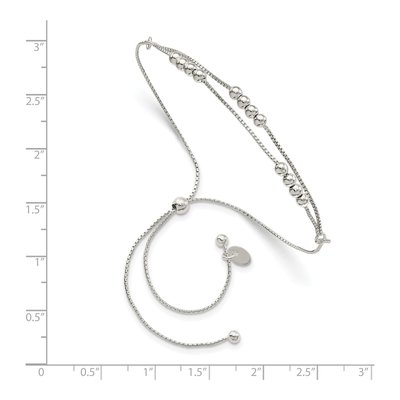 Sterling Silver Beaded 2-Strand Adjustable Bracelet – view 2