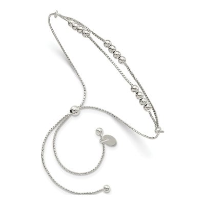 Sterling Silver Beaded 2-Strand Adjustable Bracelet