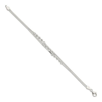 Sterling Silver 3-Strand Beaded Bracelet – view 3