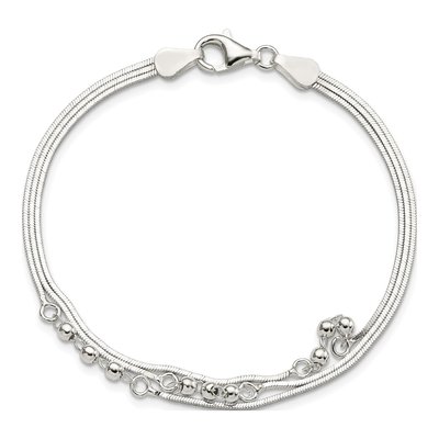 Sterling Silver 3-Strand Beaded Bracelet – view 5