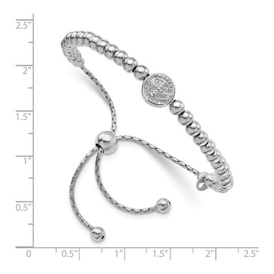 Sterling Silver Saint Medal Beaded Bracelet – view 3